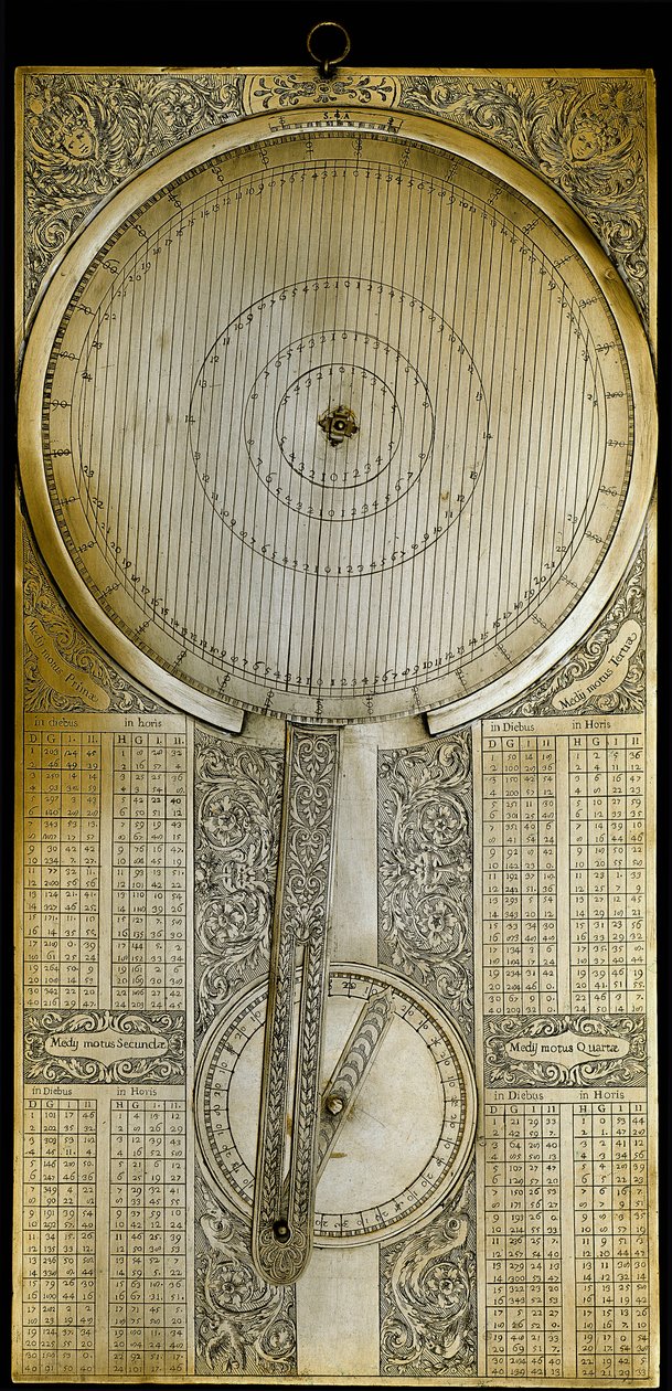 Instrumento Brassy conhecido como "Jovilabe" (Jovilabium) projetado após estudos sobre os períodos do satélite Júpiter pelo astrônomo Galileo Galilei (Galilee) (1564-1642) por volta de 1610. 1650-1700 Florença, Istituto e Museo di Storia delle Scienze. de Unknown artist