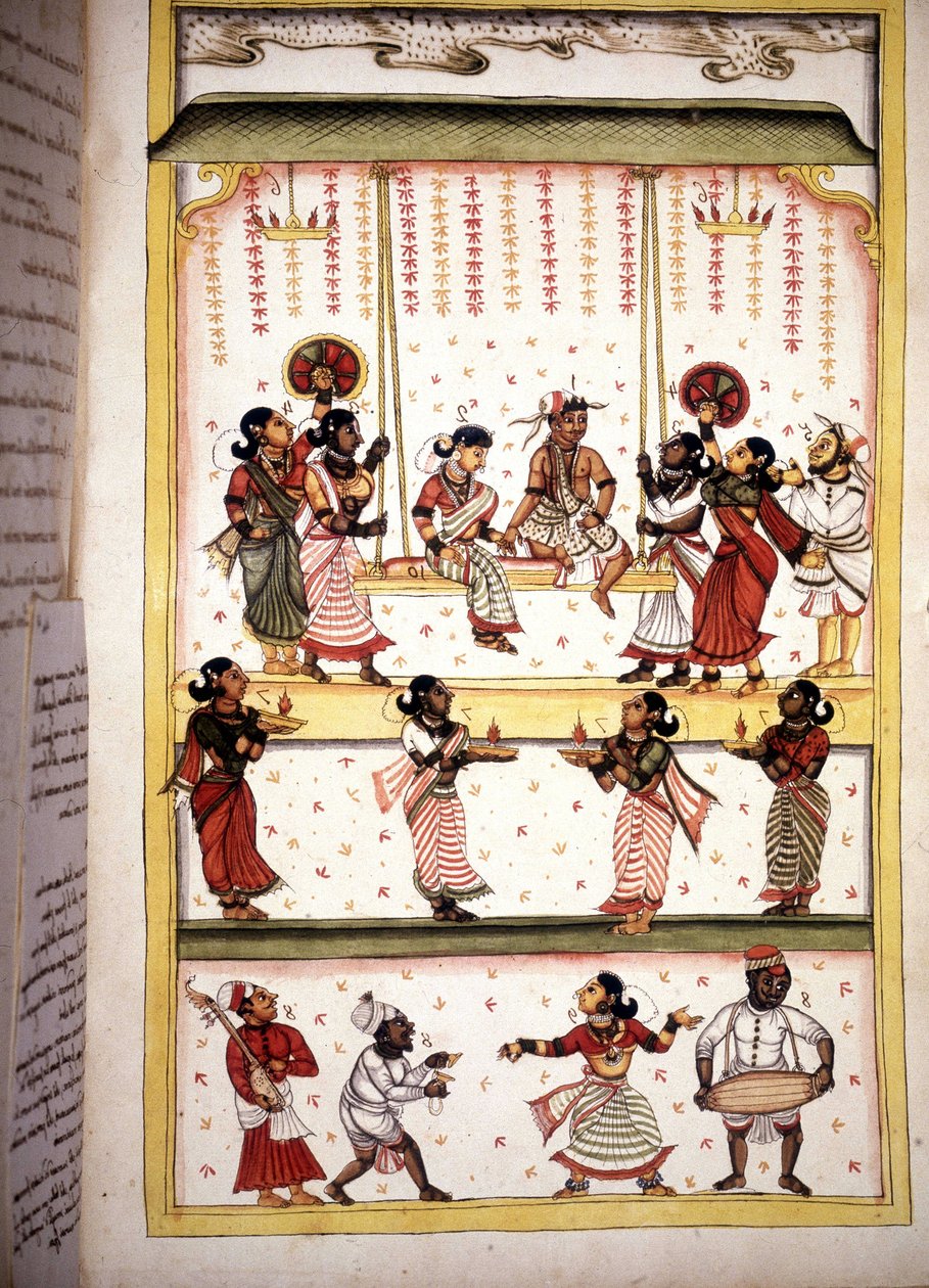 Página de festa nupcial do manuscrito (ms.8300) "História de Mogol" (Moghul ou Moghol) de Stefano Nivibus Cardeira. Século XVIII. Bibloteca marciana, Veneza de Unknown artist
