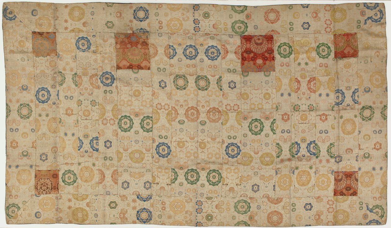 Brocado, seda. O manto de um monge budista, remendado; kesa de Unknown artist