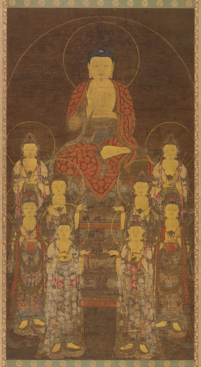 Buda Amitabha (Amita) e os Oito Grandes Bodhisattvas de Unknown artist