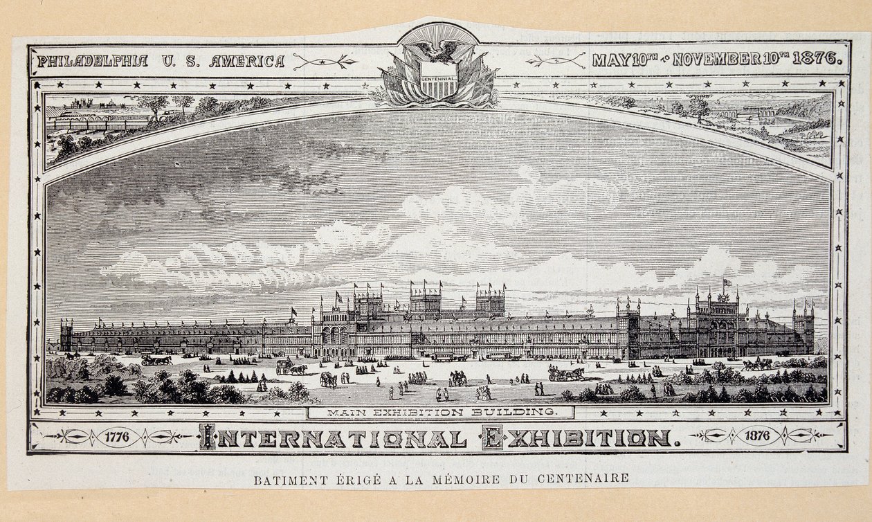 Edifício erige na memória do centenário (1776-1876) na Exposição Internacional de Filadélfia de Unknown artist