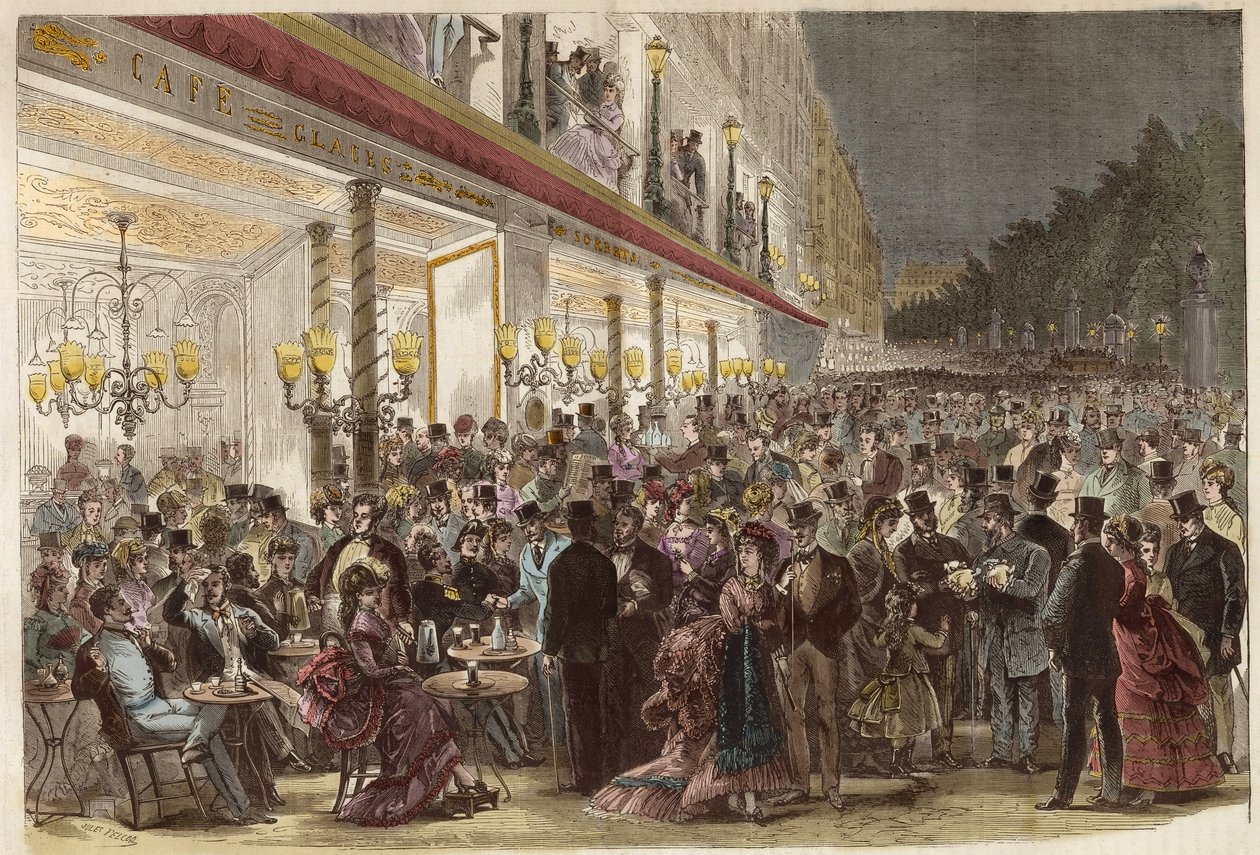 Café nos Grands Boulevards em uma noite de verão 1869 - Paris - Café nos Grands Boulevards em uma noite de verão - 1869 de Unknown artist