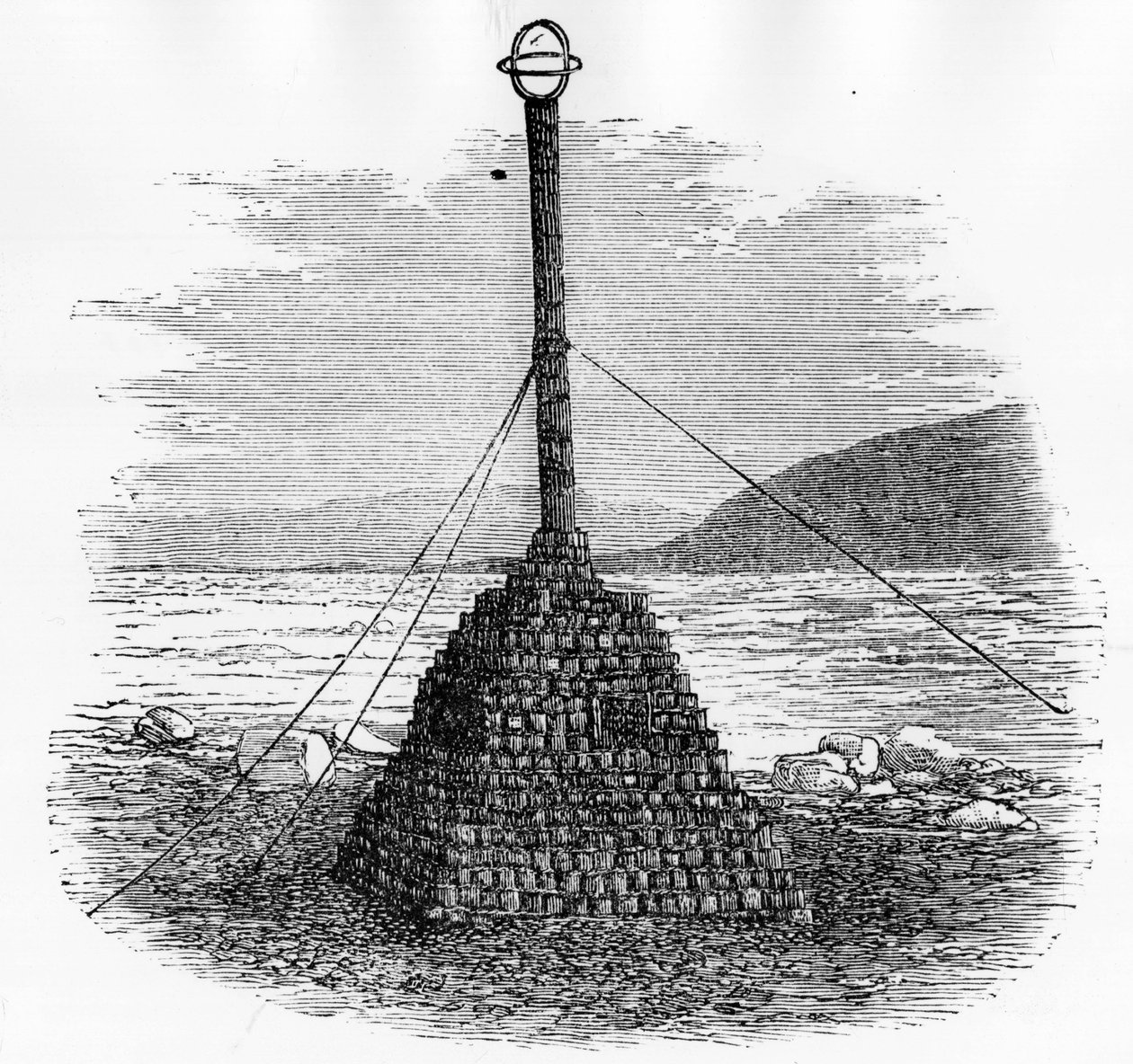 Cairn e caixa de correio no Pólo Norte - Georges S. Nares, Uma Viagem ao Mar Polar, Paris: Hachette de Unknown artist