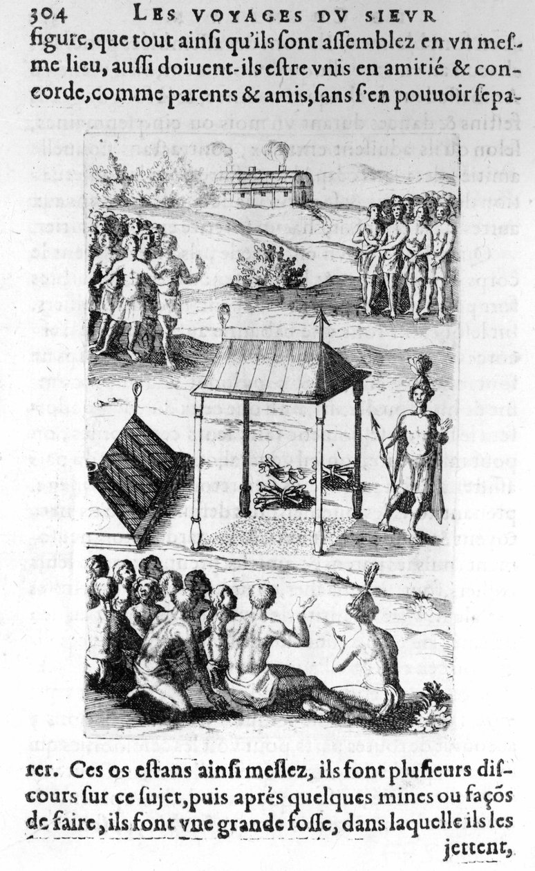 Canadá: nativos - em "Les voyages de la Nouvelle France Occidental, Dicte Canada, feito pelo São Champlain Xaintongeois... desde o ano 1603 até ao ano 1629... Samuel Champlain (1570-1635), ed. Pierre Le Mur, Paris de Unknown artist