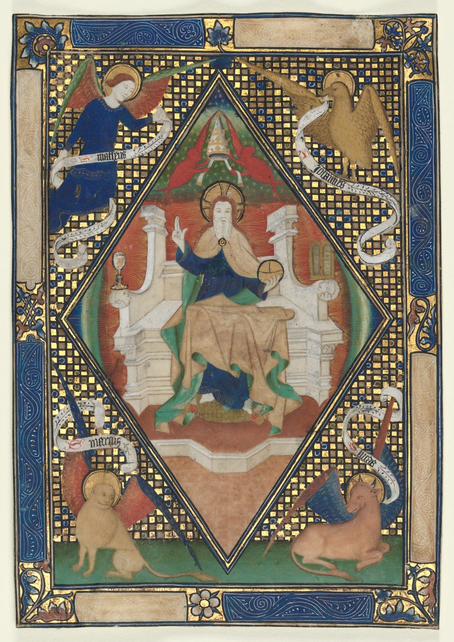 Página Canon de um Missal: Cristo em Majestade com Evangelistas de Unknown artist