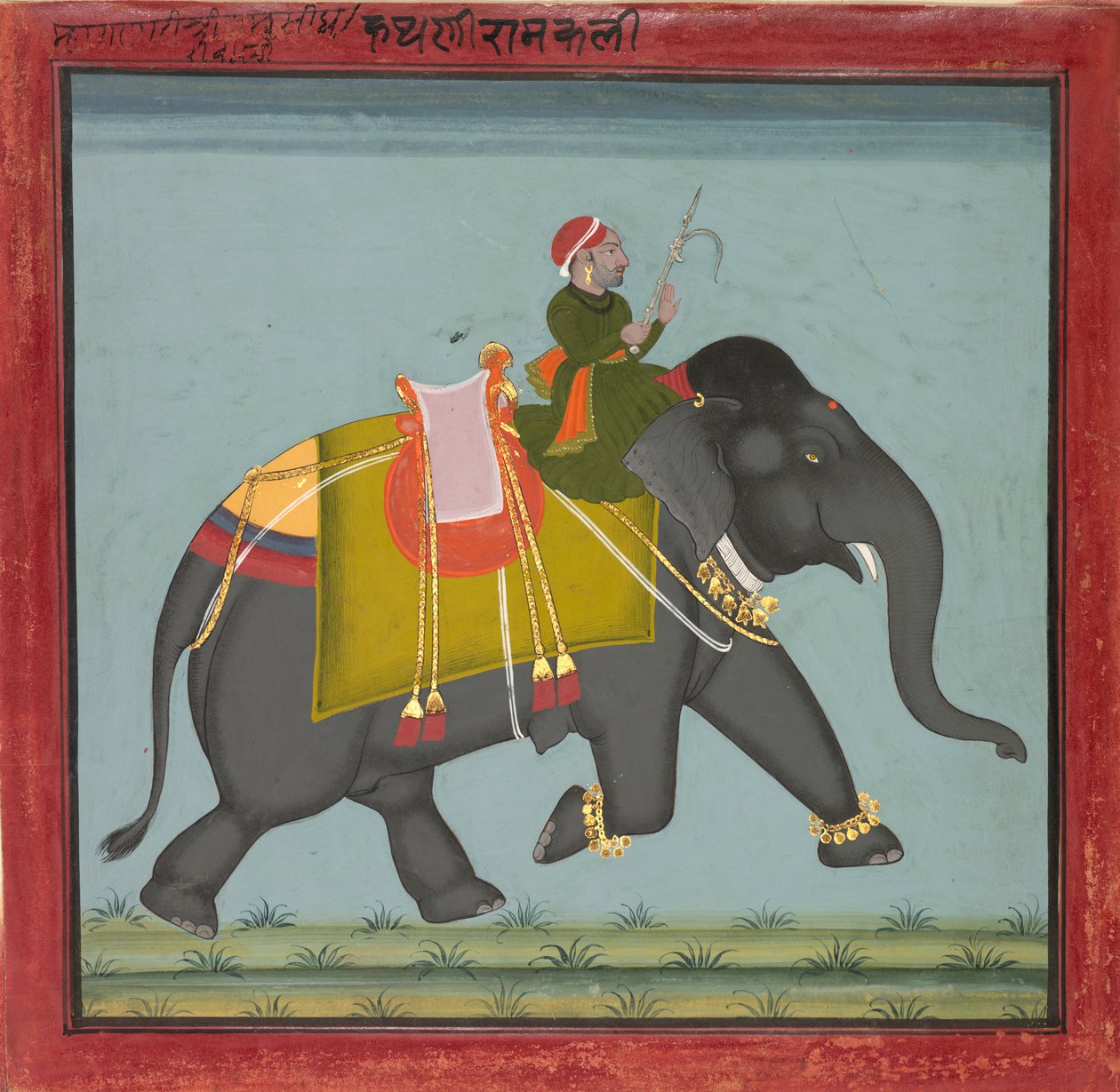 Elefante agasalhado com um Mahout de Unknown artist