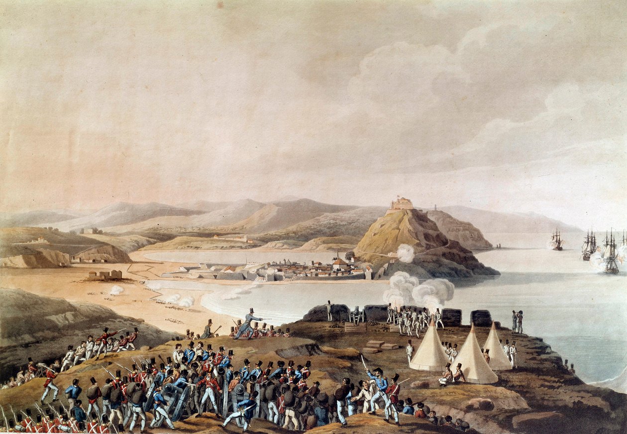 Captura da cidade e cidadela de San Sebastián na Espanha em setembro de 1813 Litografia do período Paris, Musee de l