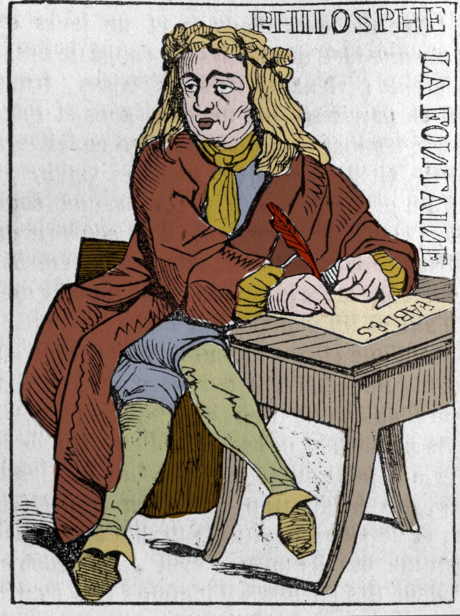 Carta a tocar da República Francesa (1793) publicada na Convenção Nacional em 21/09/1792, após a queda dos Reinos: o caráter do filósofo sob os traços de Jean de la Fontaine (1621-1695) poeta francês. Em "A pitoresca loja" 1 de Unknown artist