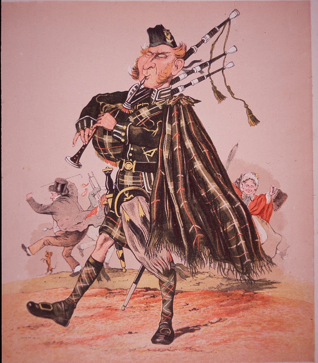 Caricatura de flautista das Highlands de Unknown artist