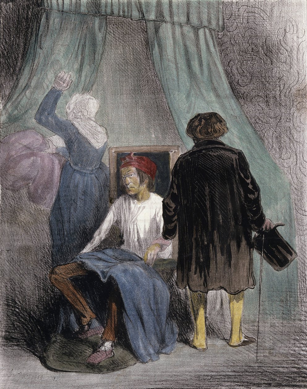 Desenho animado: "Um discípulo de Brusssais, ou a aplicação de sanguessugas" de Unknown artist