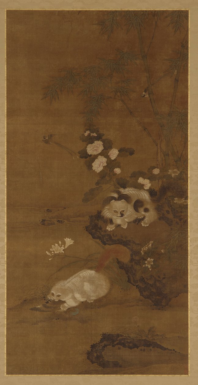 Gatos, pássaros e flores de Unknown artist