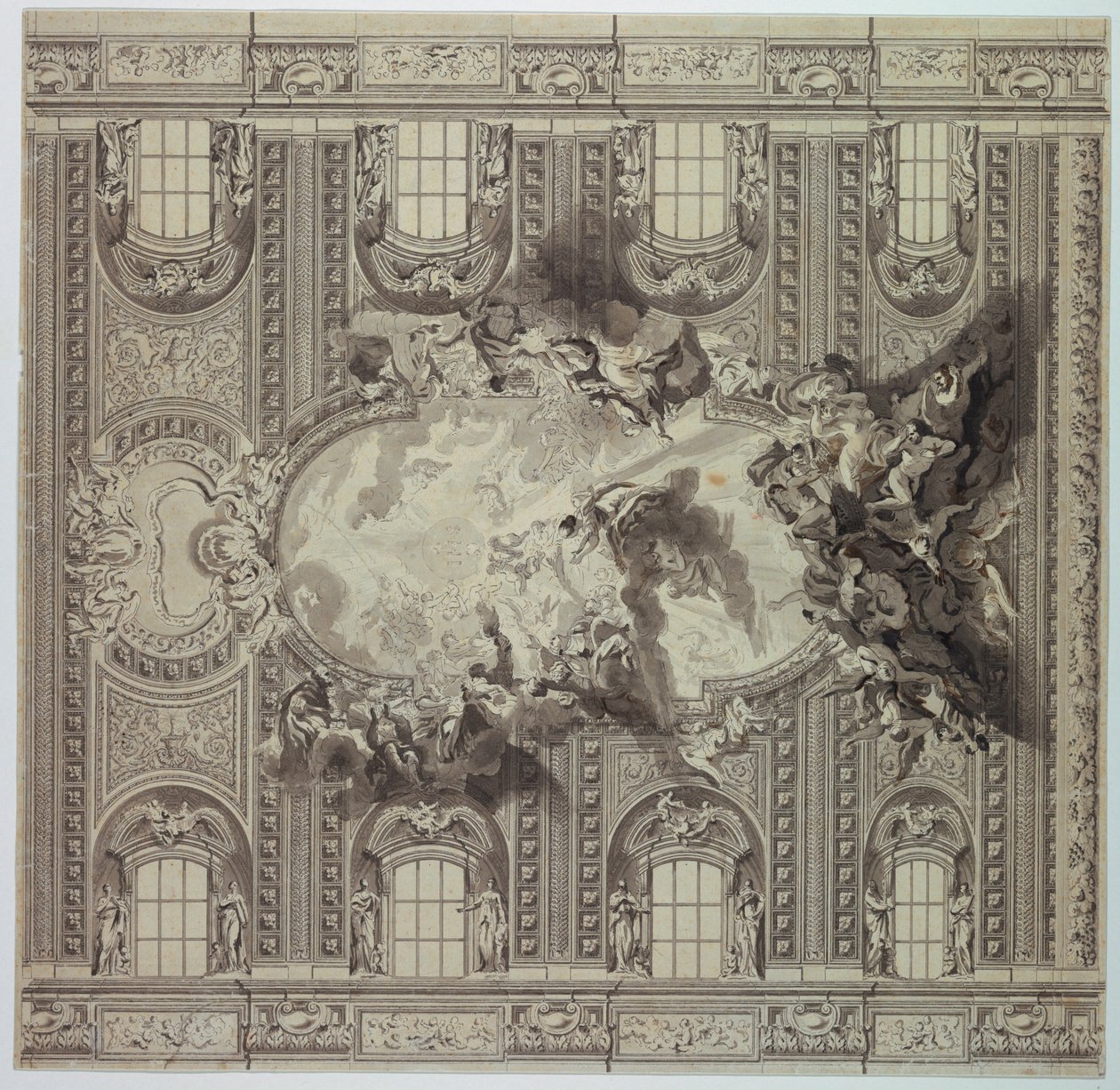 Teto da Igreja do Gesù, Roma, Itália de Unknown artist