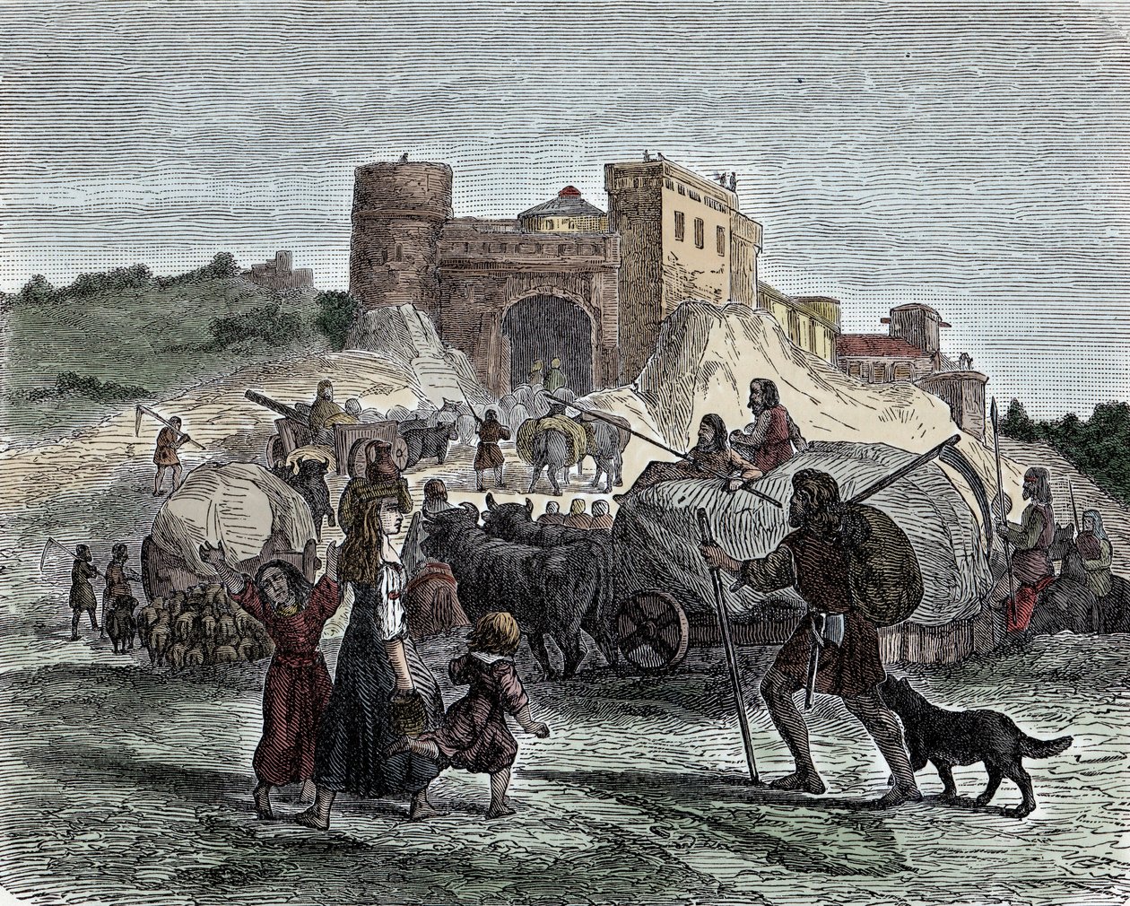 Celtas no serviço dos seus chefes - Civilização Celta, Idade do Ferro: Os celtas trazem as suas oferendas para sacrifícios rituais. de Unknown artist