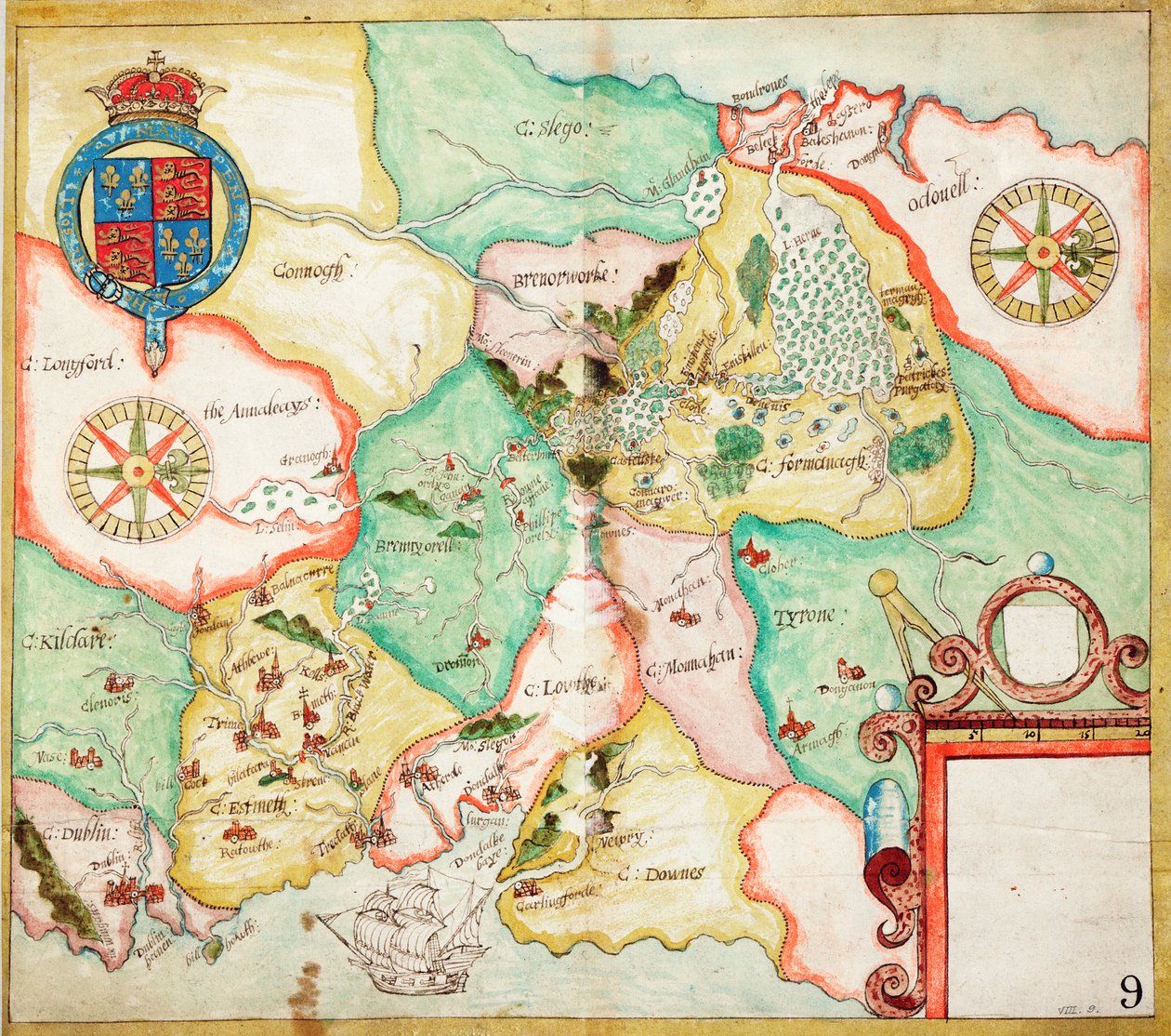 Irlanda Central, Dublin a Sligo, c.1600 (linho, papel) de Unknown artist