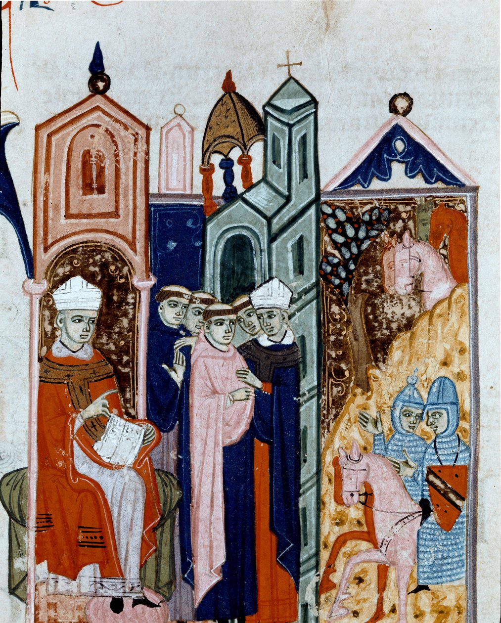 Cerimônia de tomar o hábito de um monge miniatura do "Decret de Gratien" ("Concordia discordantium canonum" ou "Decretum Gratiani") datado de 1140 e que regulamenta as leis e os cânones da Igreja Católica Romana. Século XIV Cesena Biblioteca malatesti de Unknown artist