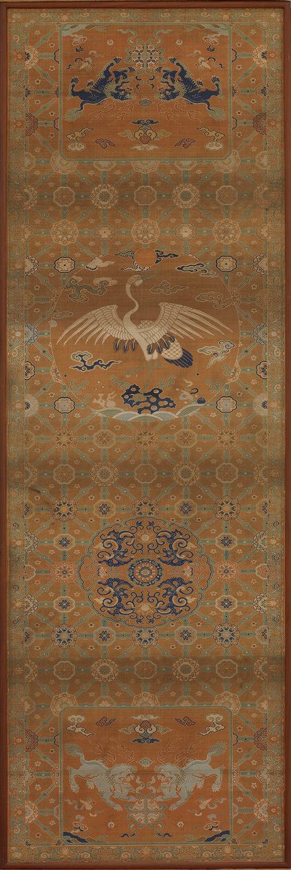 Capa de cadeira com guindaste, leões, dragões, símbolos auspiciosos e padrões florais de Unknown artist