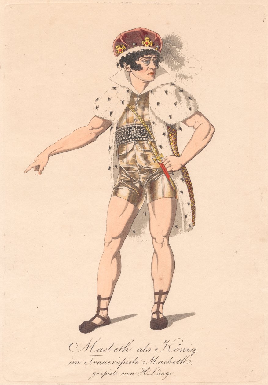 Personagens de uma produção alemã de Macbeth (uma de seis gravuras) de Unknown artist