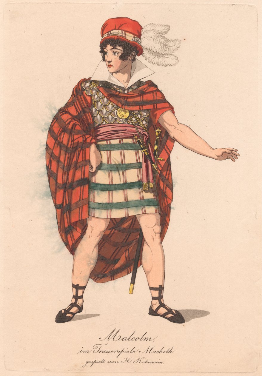 Personagens de uma produção alemã de Macbeth (uma de seis gravuras) de Unknown artist