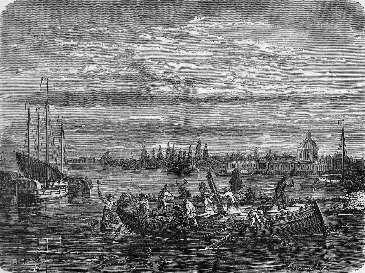 Charles Dallery tem o seu barco a vapor raspado até à Helice. In" Album de la Science", Éditions Jouvet de Unknown artist