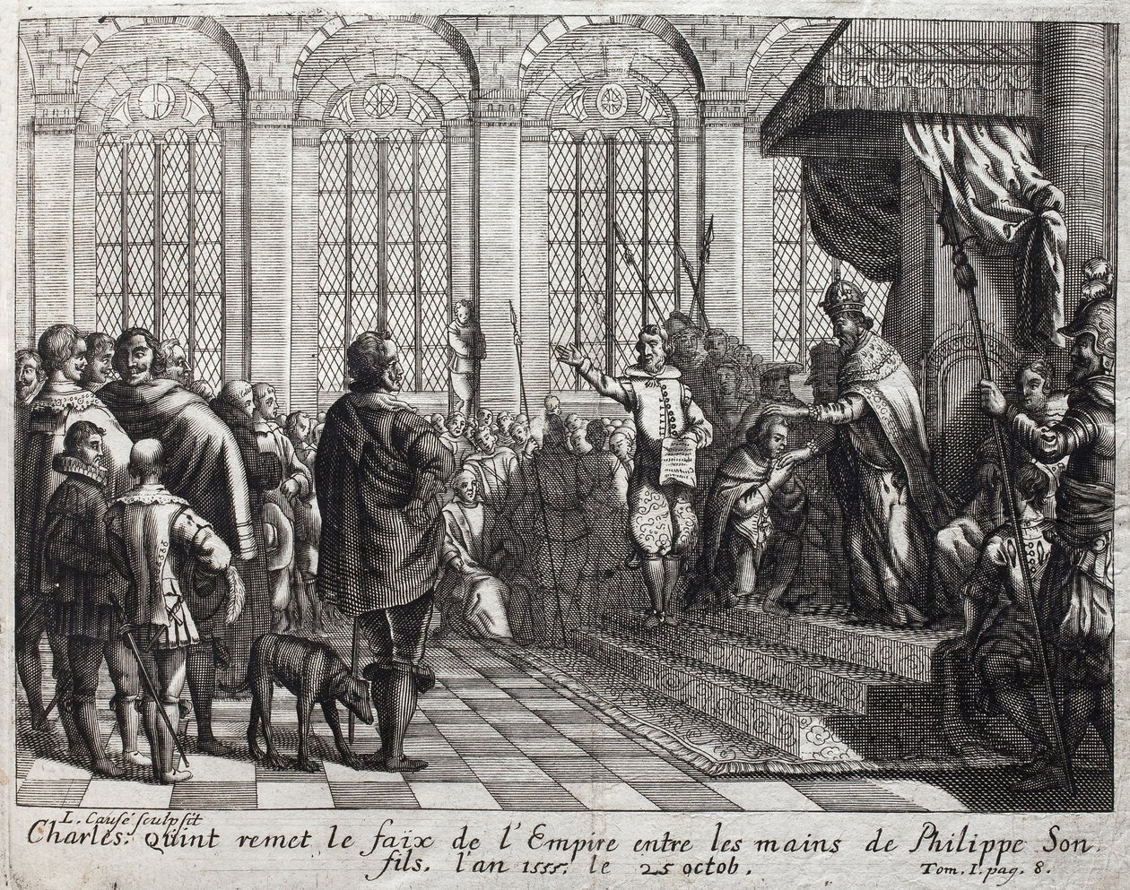 Carlos V (1500-1558) entregou o faix do Império a Filipe II (Felipe) (1527-1598), seu filho, em 25 de outubro de Unknown artist