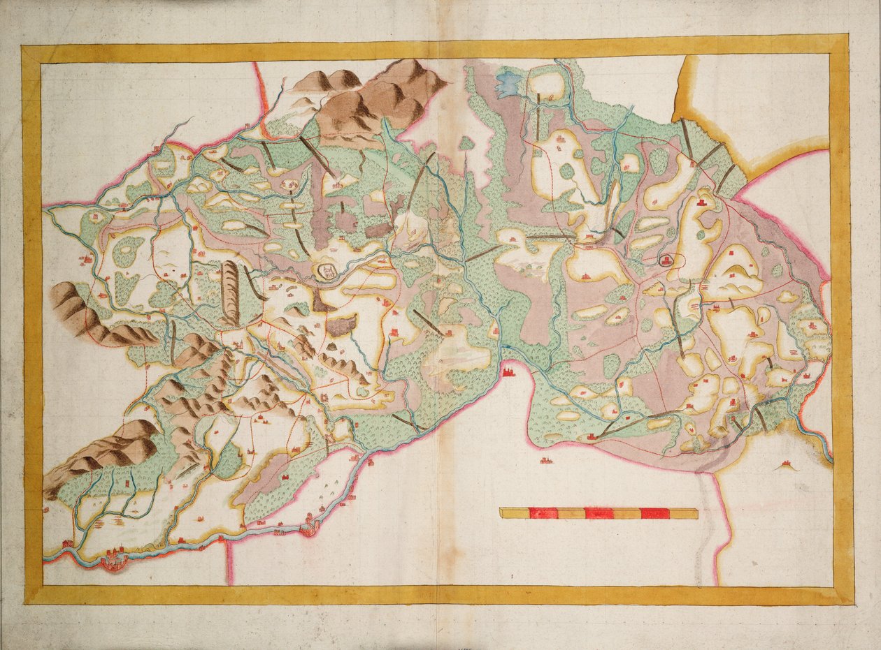 Mapa de Leix e Offaly, Irlanda, c.1590 (papel, linho) de Unknown artist