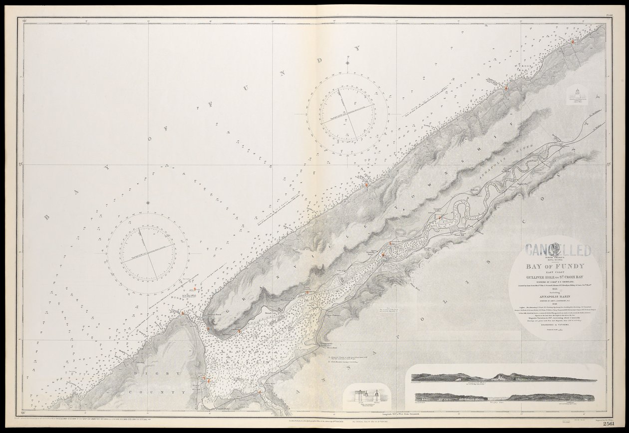 Carta da Nova Escócia, Baía de Fundy, Gullivers Hole até à Baía de St Croix, publicada pela primeira vez em 10 de fevereiro de 1858 de Unknown artist