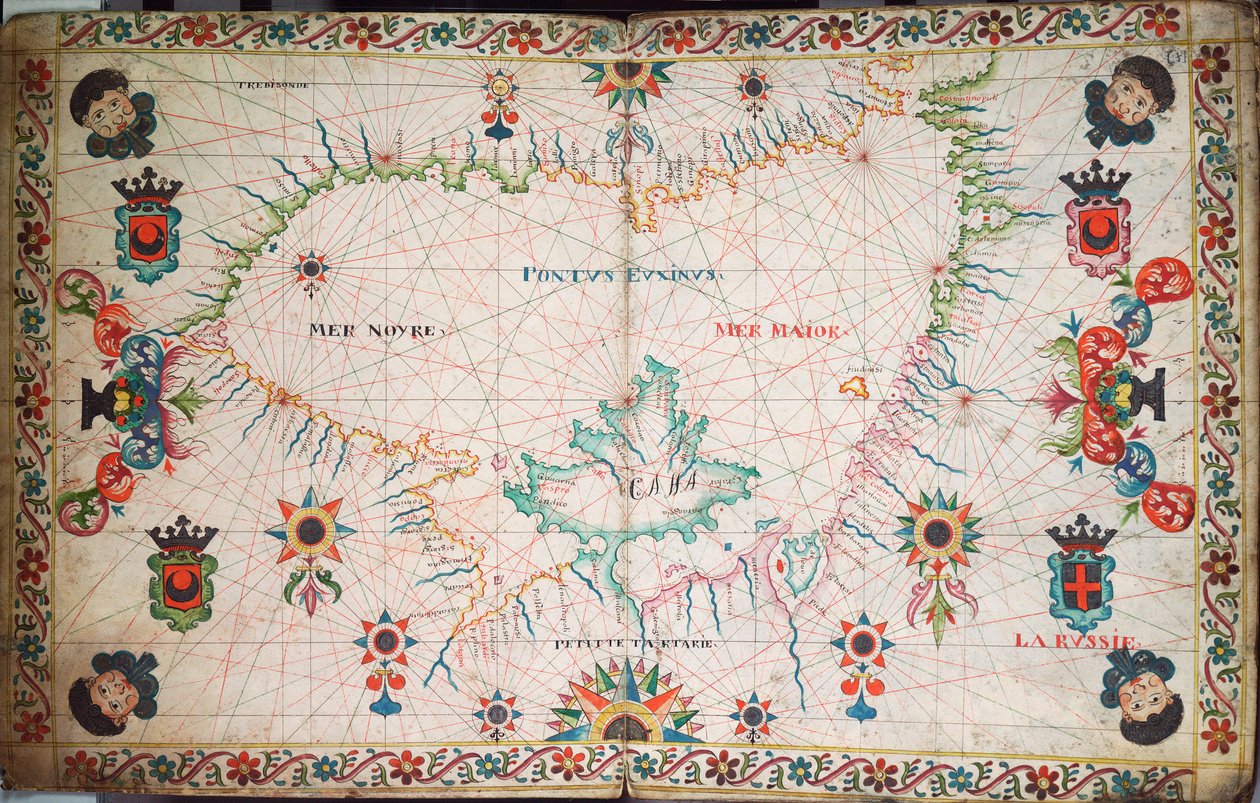 Carta do Mar Negro, c.1600 (manuscrito) de Unknown artist