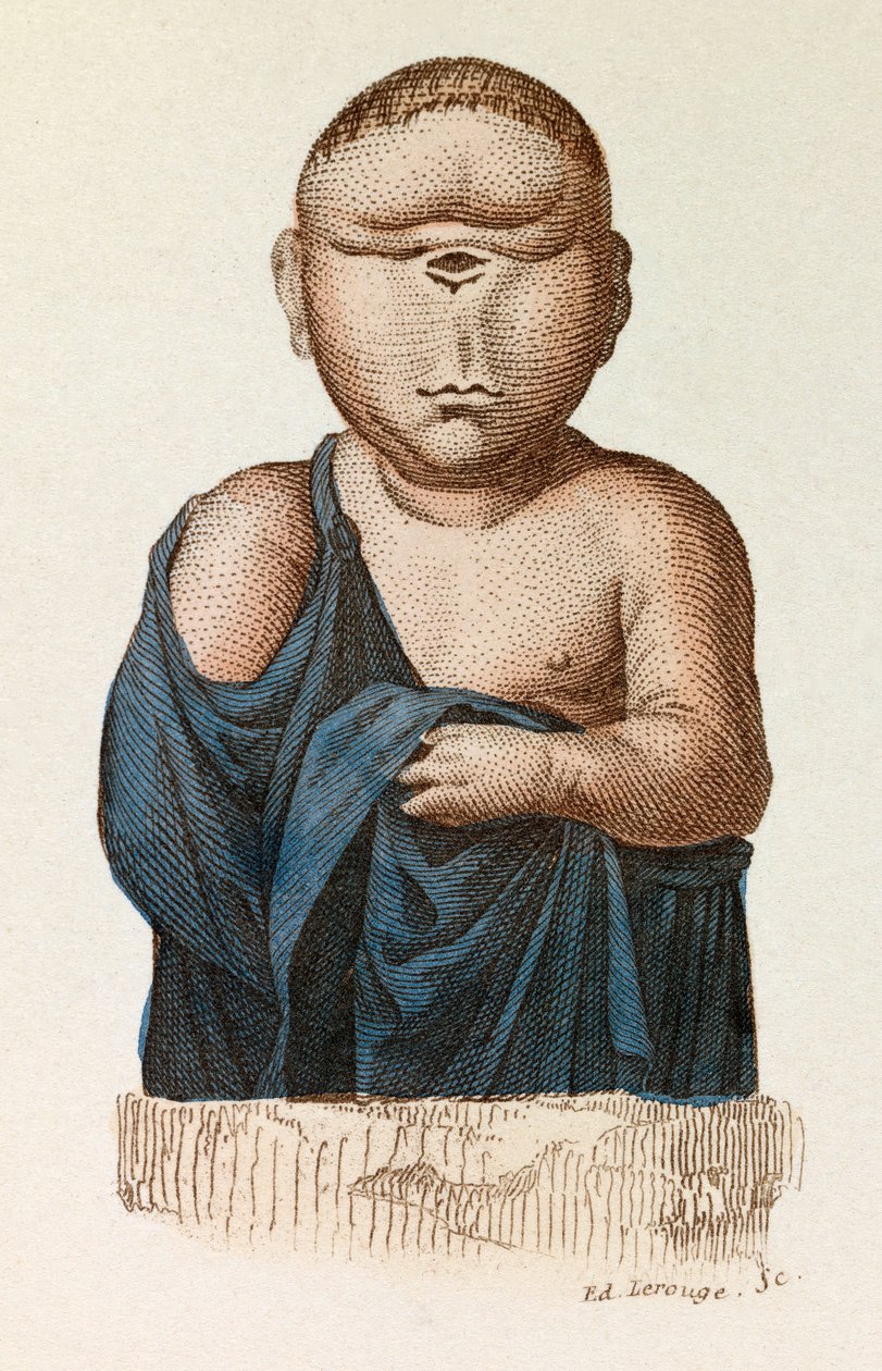 Criança com um olho, classificada segundo a nomenclatura de Linneene e a classificação de Cuvier (gravura) de Unknown artist
