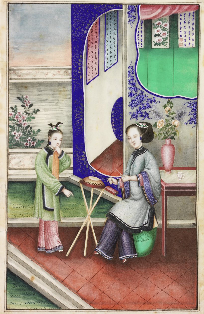 Figuras Chinesas (cor de corpo sobre papel) de Unknown artist