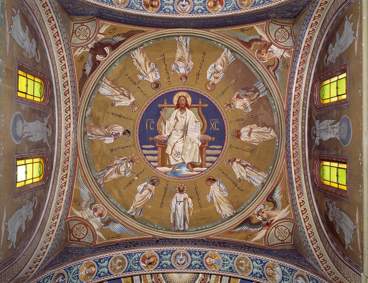 Cristo pantocrator com os apóstolos (fresco de Unknown artist
