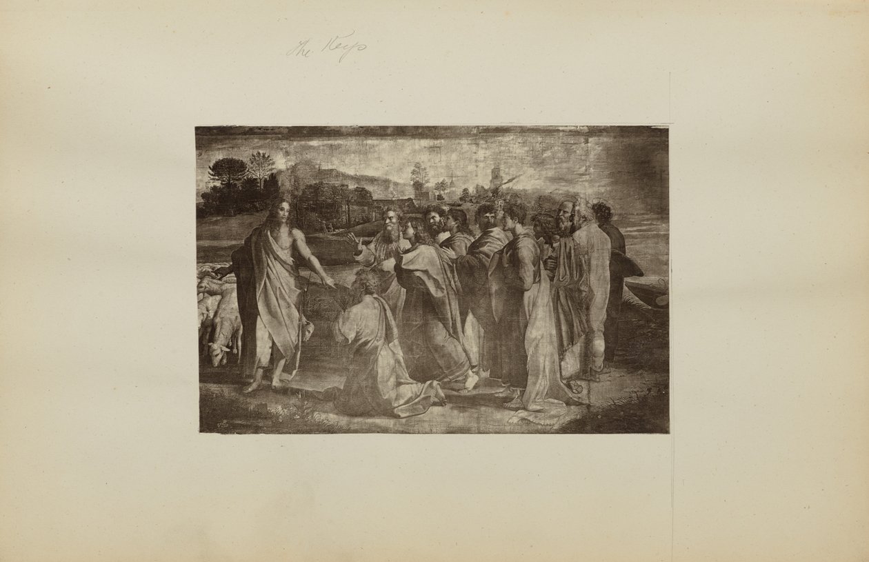 ["A acusação de Cristo a Pedro (Mateus 16:18-19, João 21:15-17)" por Rafael] de Unknown artist