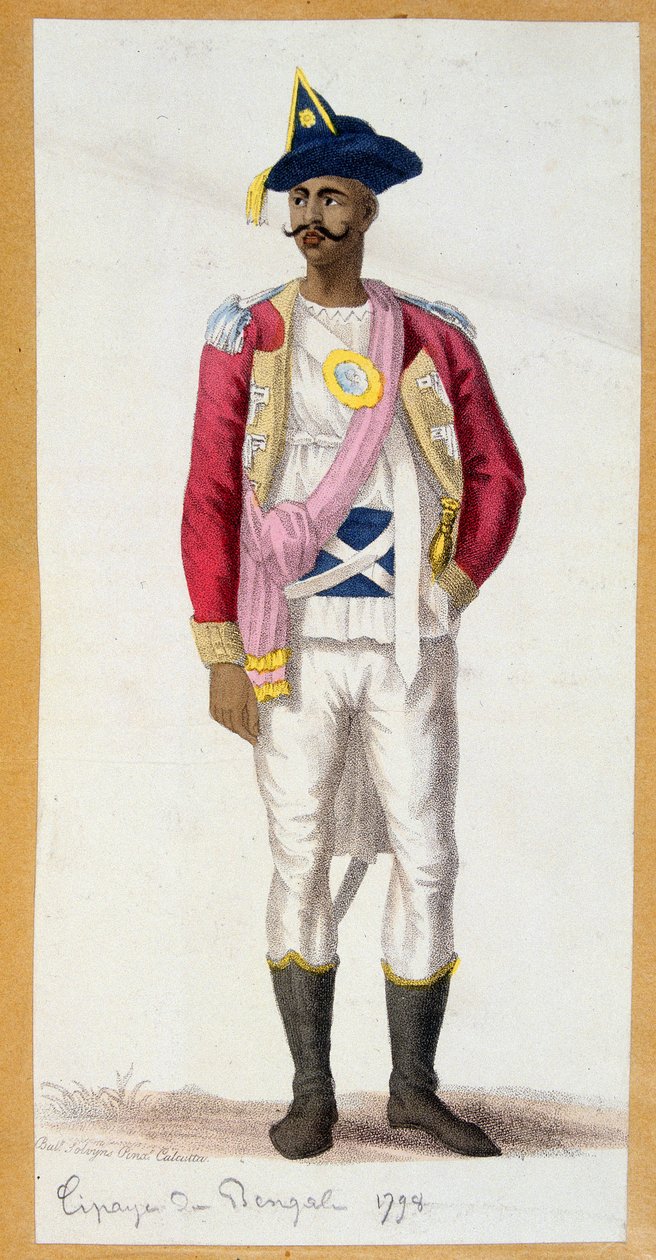 Cipaye du Bengal (Índia) - gravura, finais do século XVIII. de Unknown artist