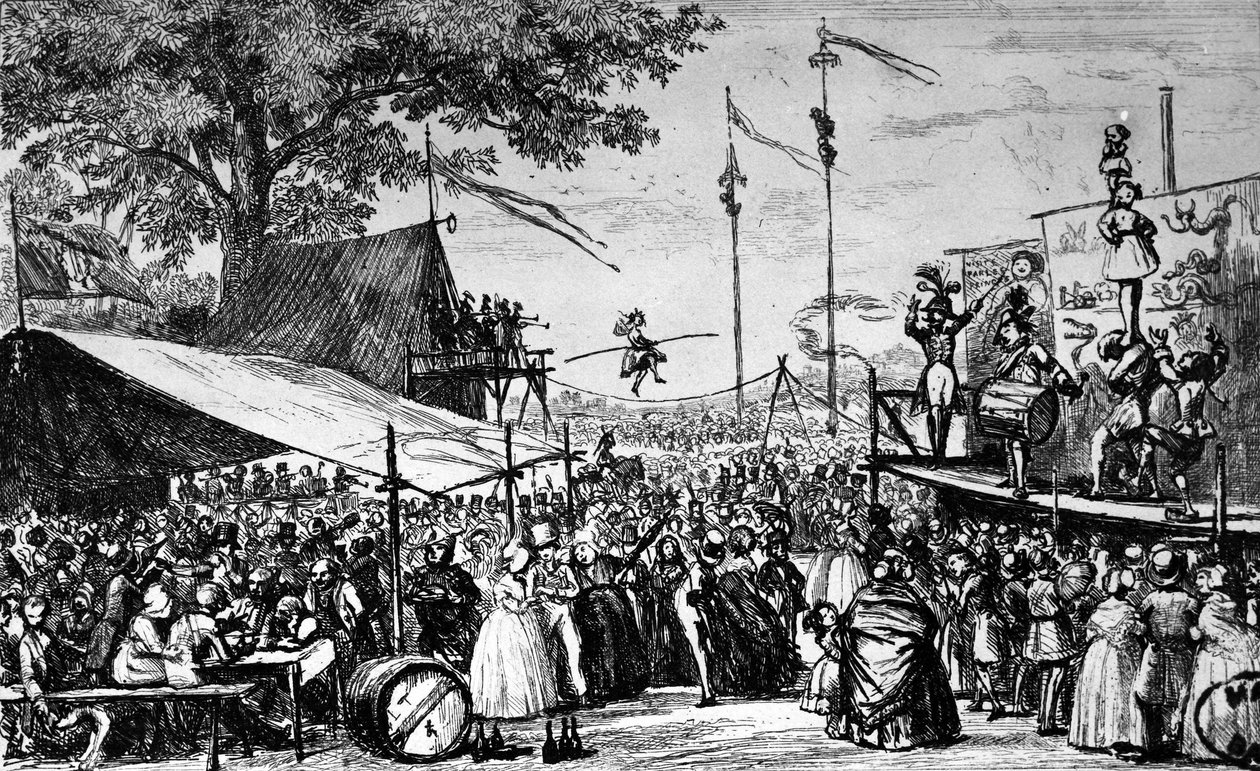 Circo: caminhante - "Feriados, Julho", de Trimolet, no "Comic Almanach de Unknown artist