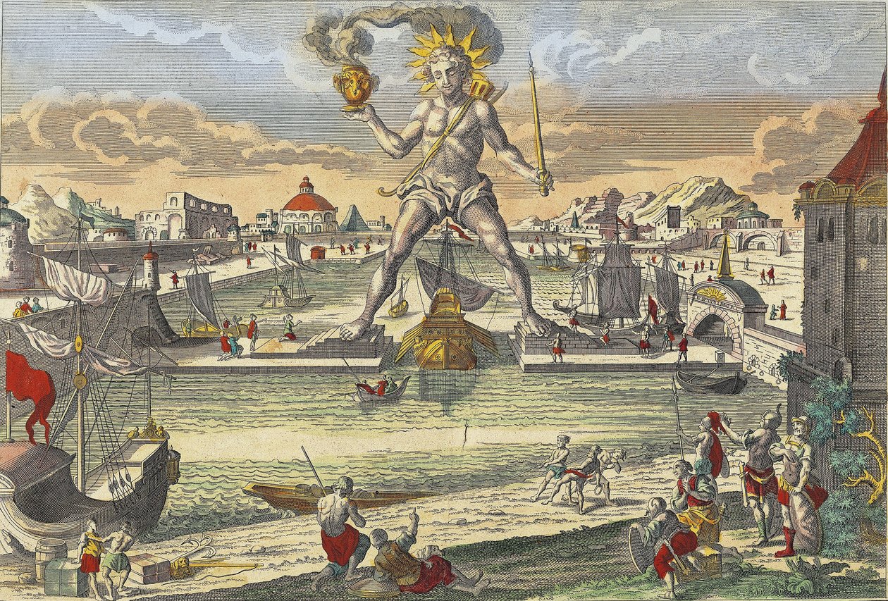 Colosso de Rodes - "O Colosso de Rodes" (Colosso di Rodi) - gravura do século XVIII de Unknown artist