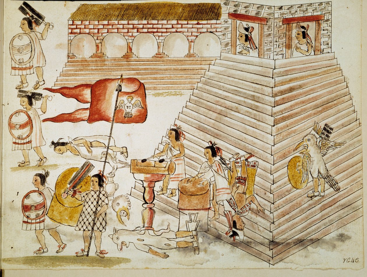 Conquete do México: destruição de Tenochtitlan, capital do império asteca, pelas armees do conquistador Hernan Cortes (Hernando Cortez) (1485-1547) em 24/06/1520" Miniatura de um manuscrito de Unknown artist