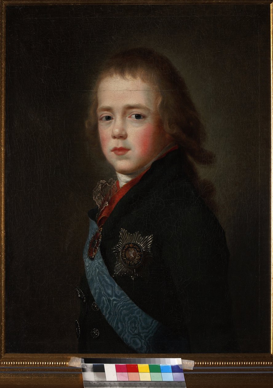Constantin Pavlovitch, grand-duc de Russie ou Constantin Pavlovitch Romano - Retrato do Grão-Duque Constantine Pavlovich da Rússia (1779-1831) quando criança, Anónimo. Óleo sobre tela de Unknown artist