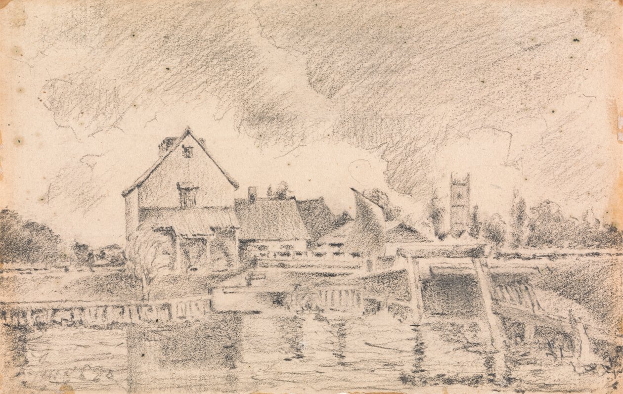 Cópia da Pintura do Constable, do Dedham Lock and Mill de Unknown artist