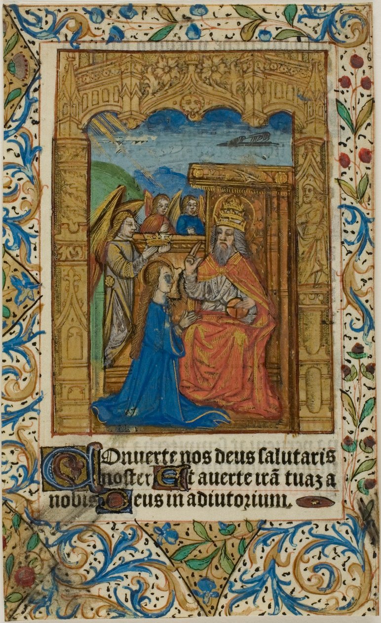 Coroação da Virgem com orla decorativa de um livro de orações de Unknown artist