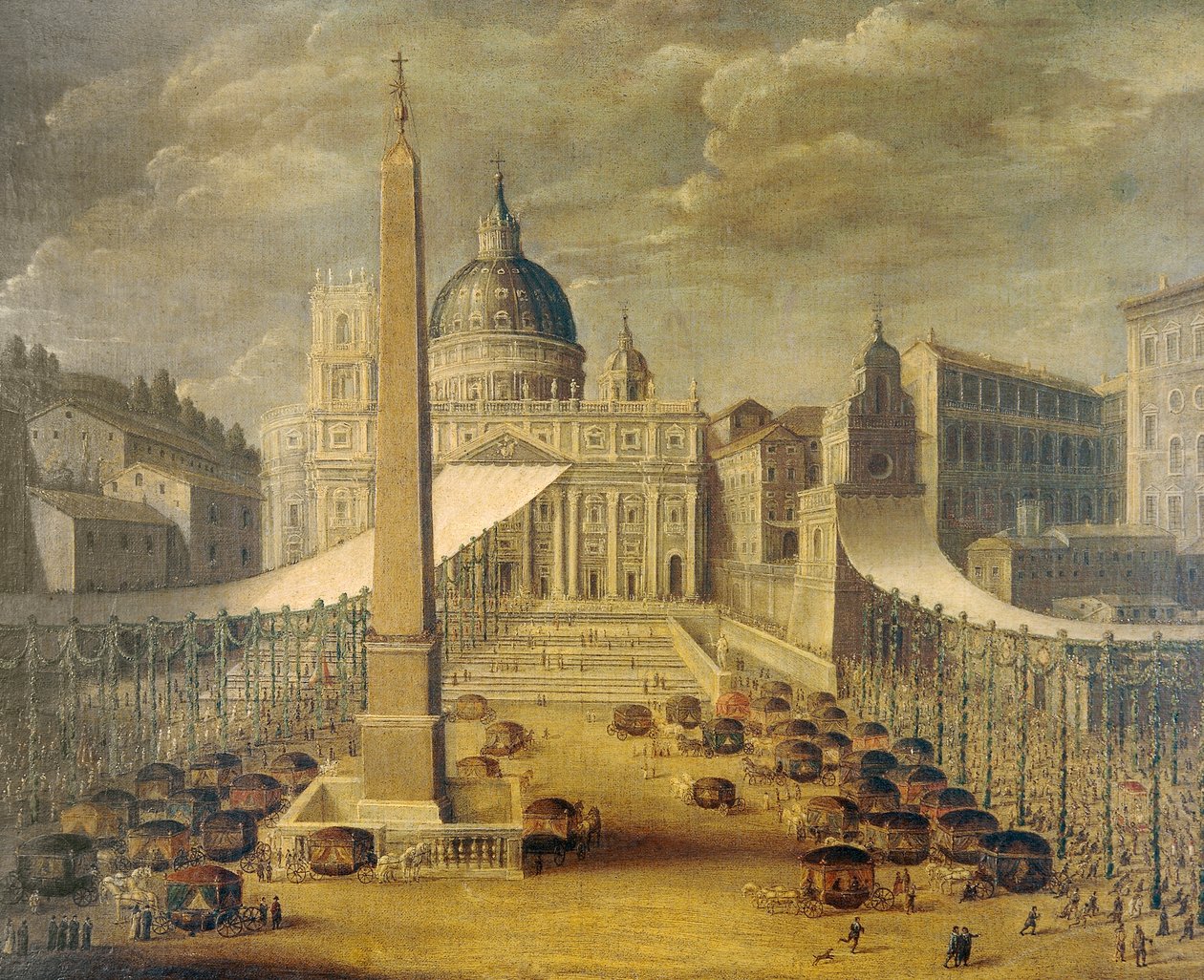 Corpus Christi procissão na Praça de São Pedro na época do Papa Inocêncio X, ca. 1646, por um artista desconhecido, óleo sobre tela de Unknown artist