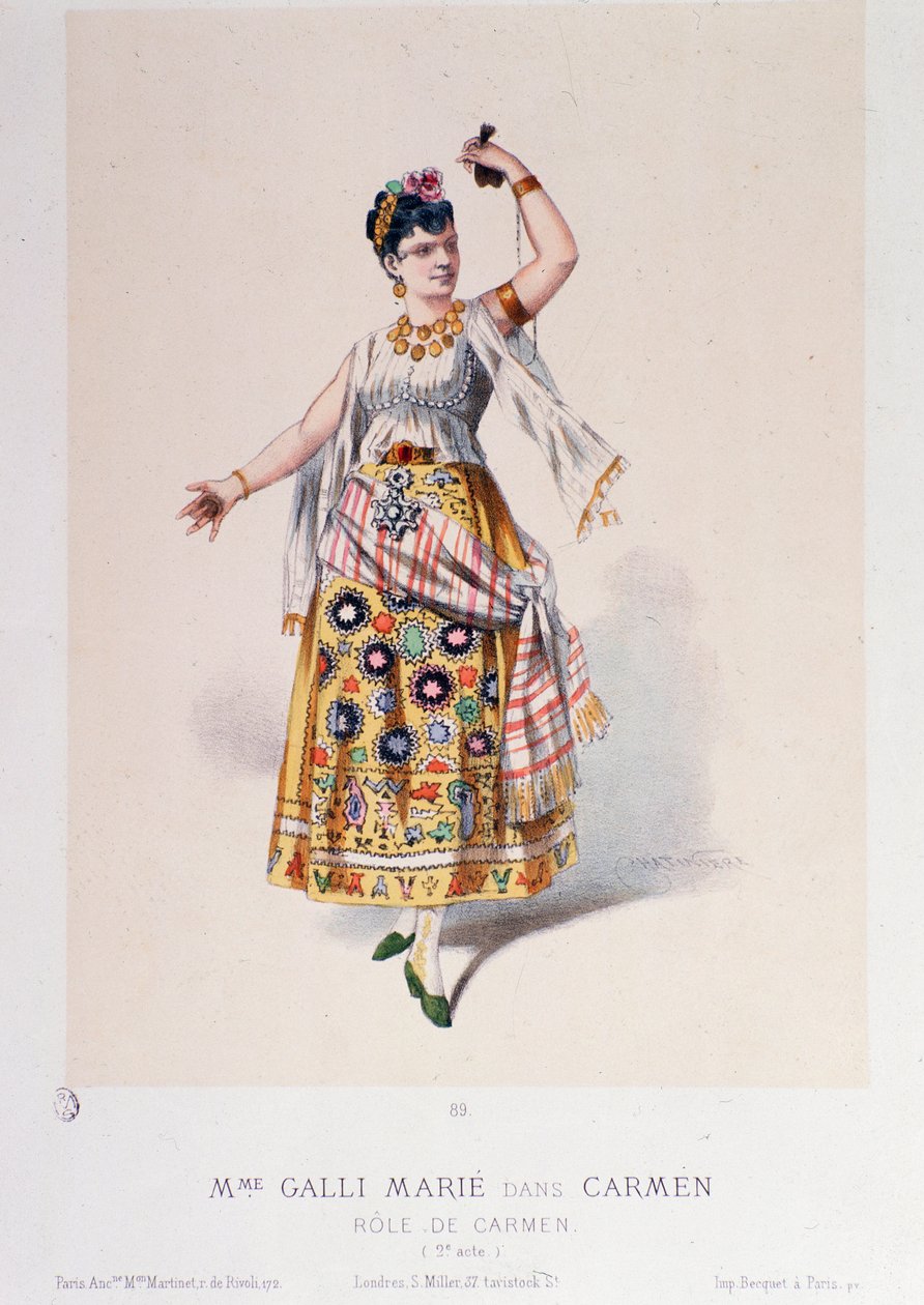 Figurino de Marie Galli em Carmen, ópera de Georges Bizet de Unknown artist