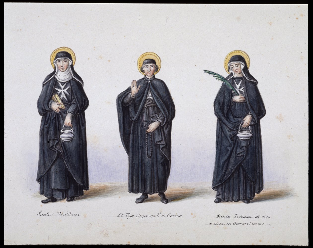 Fantasias: 1. Santa Ubaldesca, 2. Santa Ugo Commendant of Genoa, 3. Santa Toscana da vida. sd. Século XIX. de Unknown artist