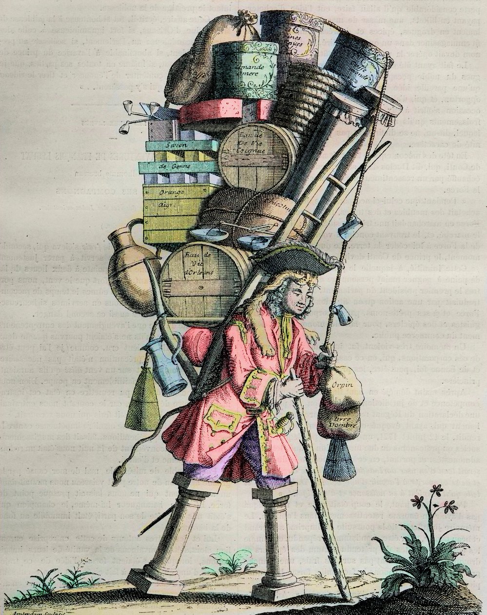 Fantasias de Parisa ao longo do século - Gravura não. 81 intitulado "Admire la Force" - Caricatura feita por drogados contra Armand Nompar II de Caumont (1679-1761) Duque de La Force acusa de monopólio em 1721 de Unknown artist