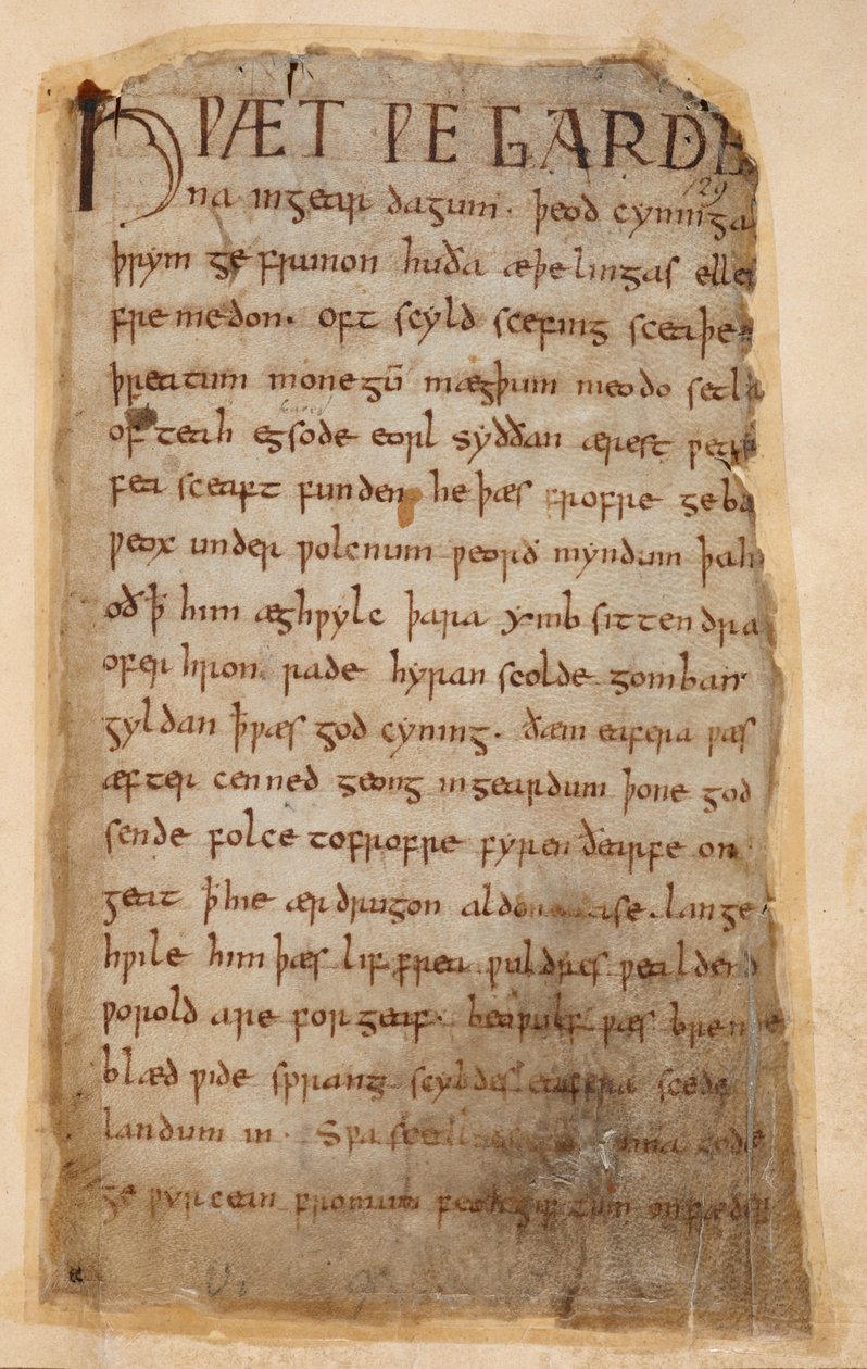Algodão Vitellius A.XV..132 O início do Beowulf de Unknown artist