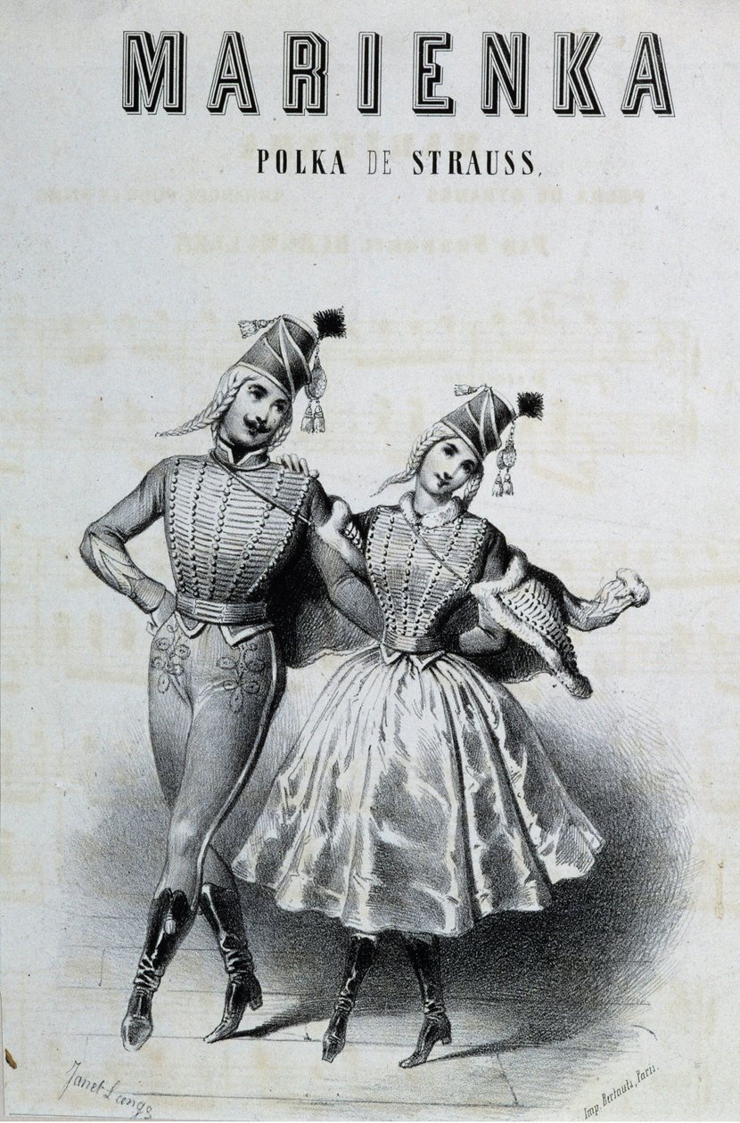 Um par de dançarinos de polca para Strauss "Marienka", n.d. 19. de Unknown artist