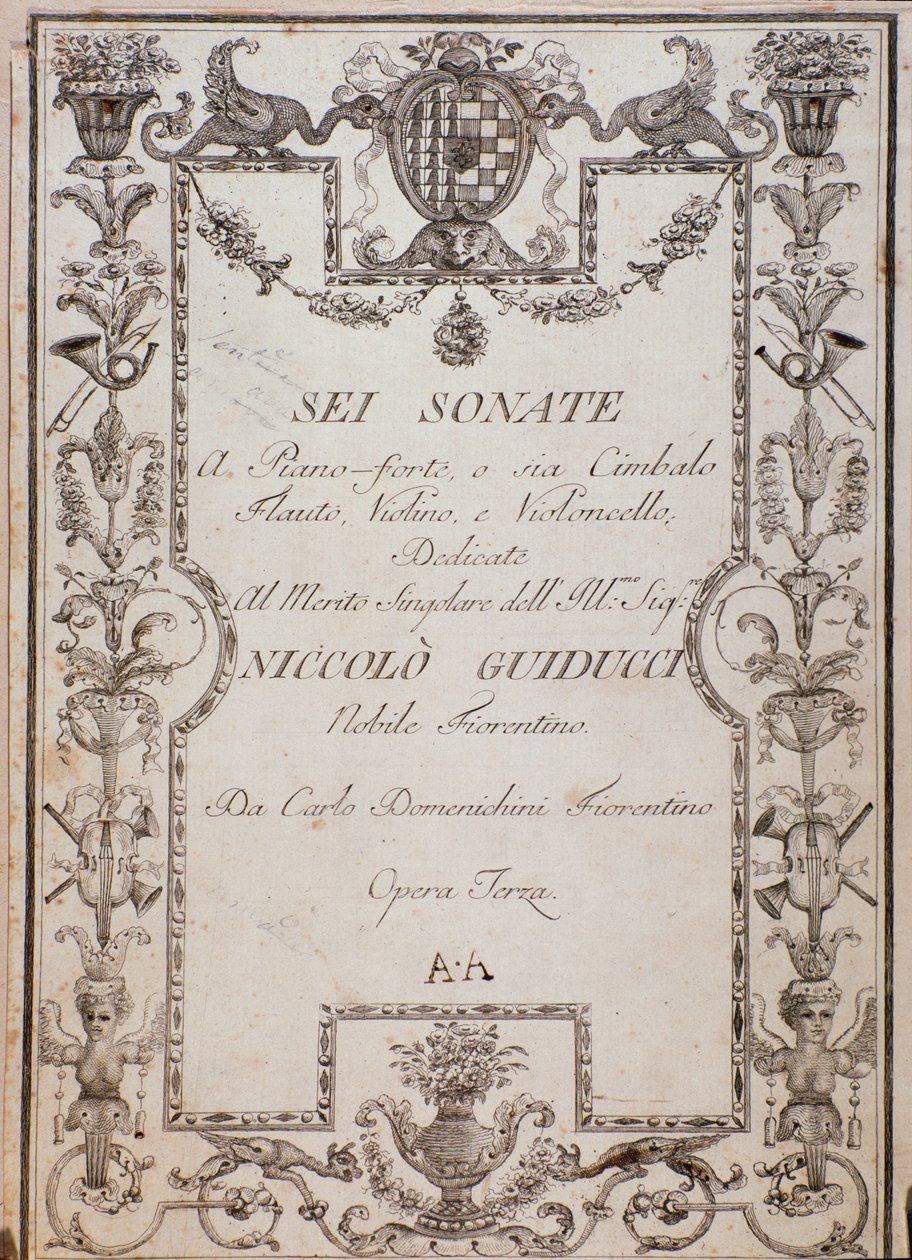 Capa de Seis Sonatas, Op. 3 de Carlo Domenighini de Unknown artist