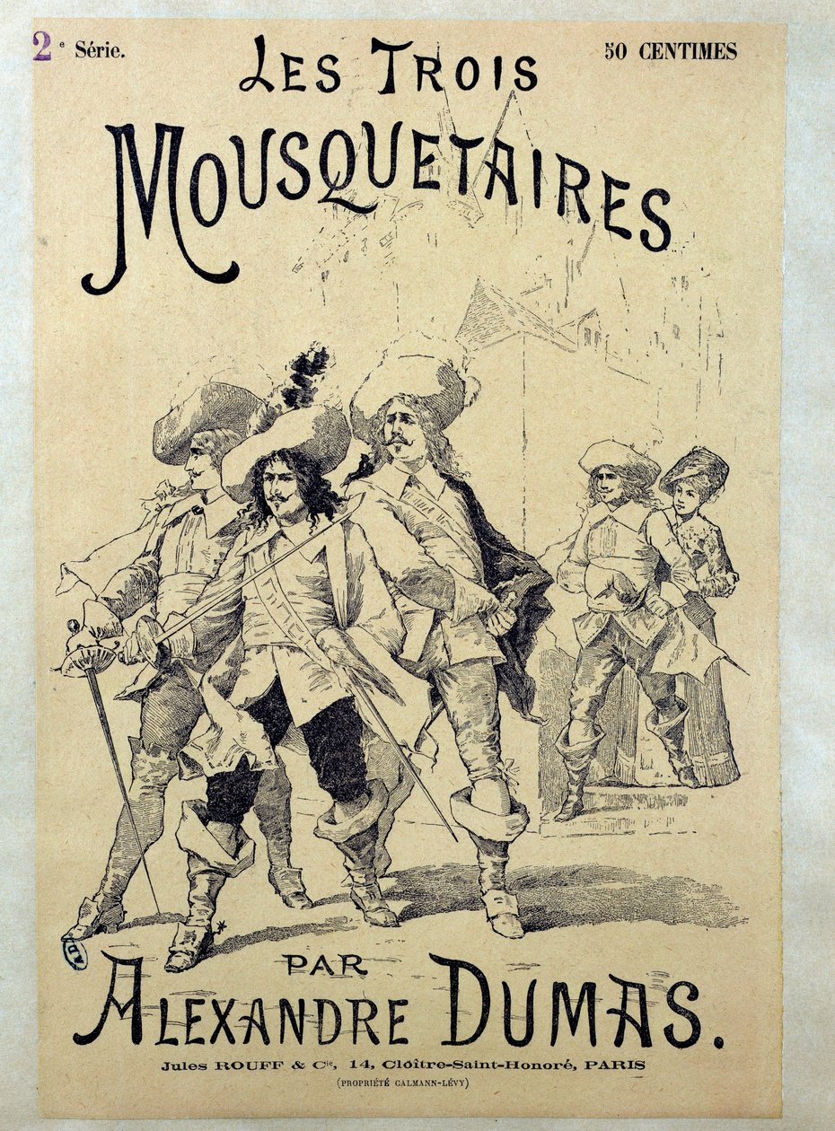 Capa de uma edição do século XIX de "Os Três Mosqueteiros" de Alexandre Dumas (1802-1870), coleção particular de Unknown artist