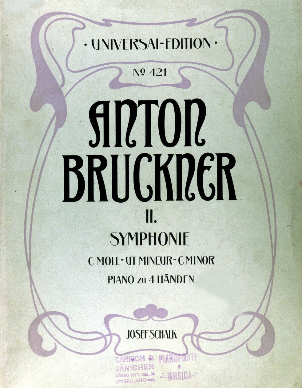 Capa da partitura para a segunda sinfonia em dó menor de Anton Bruckner de Unknown artist