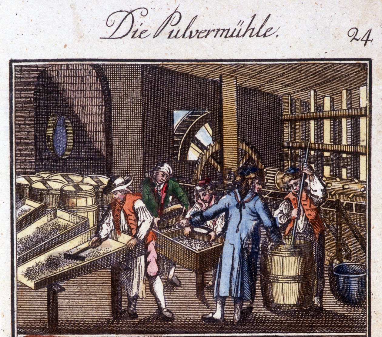 Artesanato: o fabricante de pó na sua oficina. Em "Comprehensive description of arts and crafts and workshops for young people" por Johan Peter Vue. Ed. Nuremberga, Weigel e Schneider de Unknown artist
