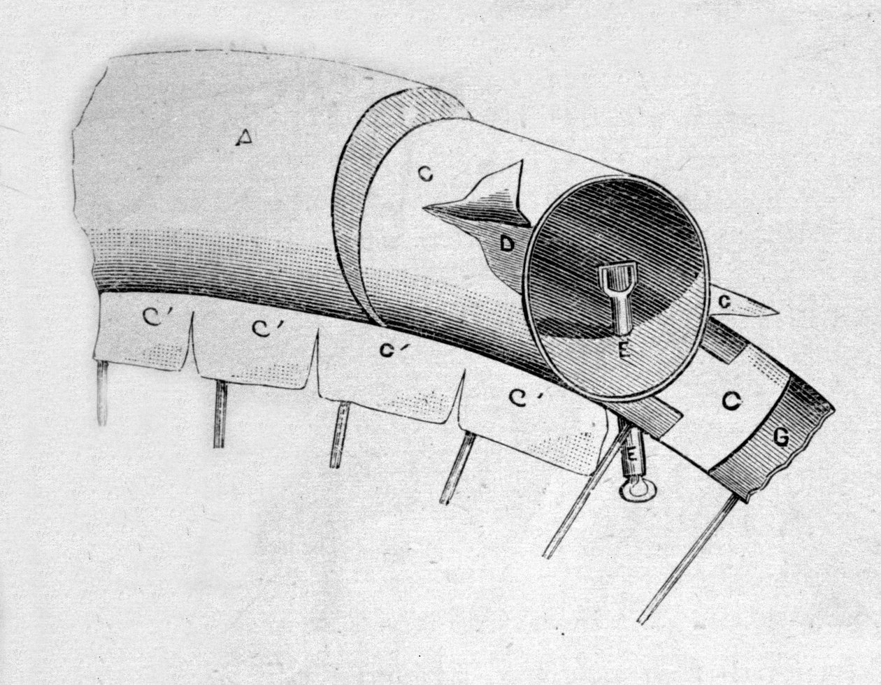 Cortar a borracha pneumática de uma bicicleta inventada pelo inglês John Boyd Dunlop em 1888. de Unknown artist