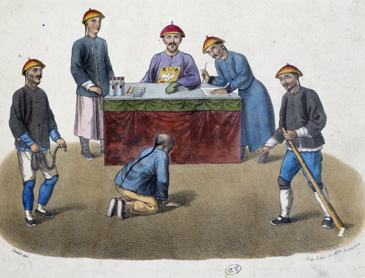 Vida Diária dos Chineses - Justiça: Prevenido perante um magistrado, sd. Século XIX de Unknown artist